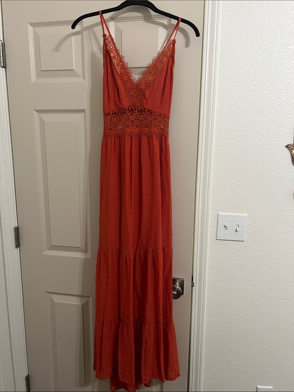 Spaghetti Strap Lace Waist Maxi Dress